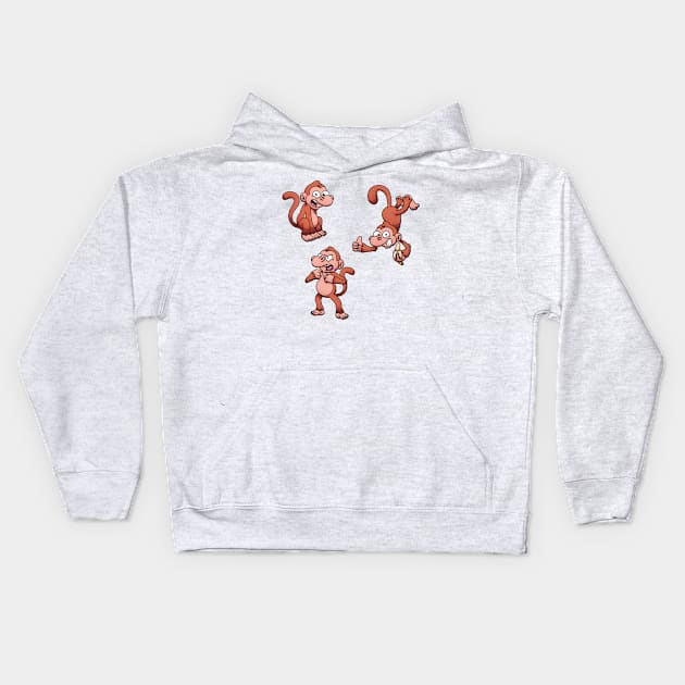 Cute Monkey Sticker Pack Kids Hoodie by TheMaskedTooner